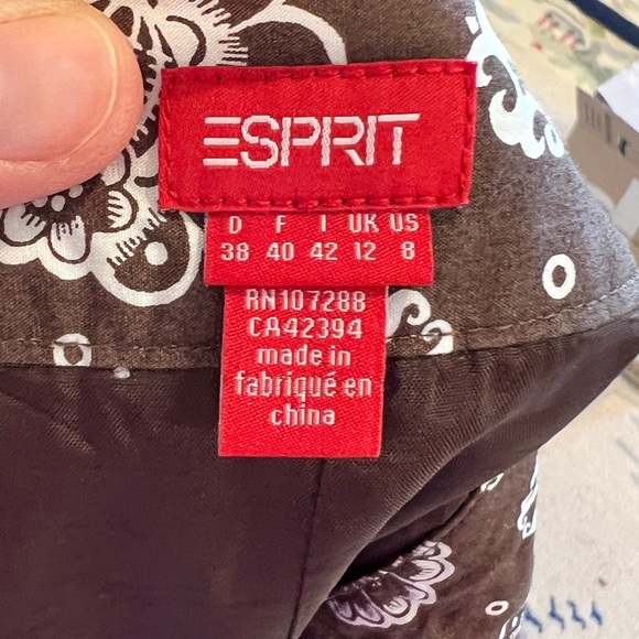 ESPRIT vintage 90s brown patterned skirt with petticoat! Like new. Sz 8 - Picture 4 of 7